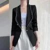 Ternos femininos de alta qualidade Jaqueta de traje de traje feminino 2023 Autumn One Button Fashion Fashion Coreano Elegante Escritório Ladies Blazer sólido