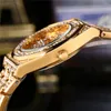 Avanadores de pulso Lúdulos Luxury Gold Diamond Ladies Assista a aço impermeável Relógios de Women Quartz Relógios de Relogio Relogio Masculino