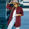 Vestes pour femmes à manches longues en velours côtelé veste mi-longue femmes automne hiver Style brossé couleur unie bouton décontracté ample haut rue