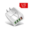 QC3.0 شحن سريع 4USB Multi Port 5V/9V/12V شاحن سفر جديد American Standard European Standard QC3.0