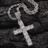 Colares de pingentes de zircão quadrado gelo de bling cross pingingnecklace mirco pav end cenário para homens jóias de hip hop bp032