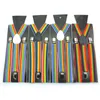 Party Supplies Unisex Clip-on Suspenders Elastic Suspender Seven Color Rainbow Stripe Pattern Elastic Y-back Suspenders 100pcs