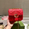 Bolsa de diseñador Marmont Mini S Cadena Crossbody Bolse de cuero real Cosmético Messenger Compras Totas Lady Wallet Bolsos arónicos Pon 32