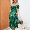 Casual jurken Tube top voor vrouwen 2023 Korte mouw bloemen gedrukt Off schoudertuniekborst Wrap losse schommeljurk