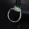 Klusterringar Promotion !!! Verklig solid 925 Sterling Silver Wedding Jewelry for Women Natural Green Gemstone Engagement Ring SZ 5-10