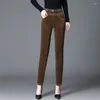 Women's Pants Thick Velvet No 2023Winter Trousers Elastic Waist Loose Black Straight Pant Women Corduroy Spring Autumn