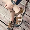 Sandalen heren slippers mode casual flats schoenen explosieve top zomerlaag cowhide plus size strand s in producten 230510