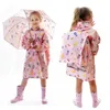 Regenuitrusting Kinderen Regen Poncho Boys Girls Poncho Met Schoolbag Child Dikke Windendaar Regenjas Regen Poncho 230511