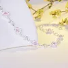 Länkarmband smycken Cherry Blossom Armband med rosa kristallpärlor för kvinnor eleganta söta blommatillbehör gåva