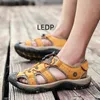 Sandalen heren slippers mode casual flats schoenen explosieve top zomerlaag cowhide plus size strand s in producten 230510