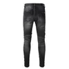 Designer Jeans Men's Jean Amirres Denim Mens Pants Brand High Street Fashion Men's Pleated Stitching Holes Slim 816 Gauy
