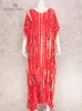 Roupas de banho 2023 vermelho boêmio listrado feminino praia traje de banho encobrir túnica de verão para mulheres bobe de planta kaftan q1218