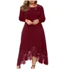 Sukienki plus wielkości kobiety vestidos jesienne swobodne długie rękaw Nieregularny koronkowy hem boho plażowy impreza formalna Maxi 5xl 230510