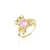 Carino CZ Heart Bear Ring Regolabile Micro Pave Copper Rings Jewelry