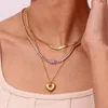 Pendant Necklaces Fashion Simple Heart Necklace For Women Stainless Steel Tarnish Free Gold Color Jewerly