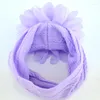 Hårtillbehör Nylon Jacquard pannband Hårband Wraps Big Chiffon Flower Elastic Headwear For Baby Girls Born Spädbarn Toddlers Kids