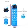 1 Liter Water Bottle with Time Marker and Straw Motivational Sport Leakproof Drinking Bottles For Outdoor Travel Gym Fitness