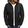 Giacche da uomo Autunno Inverno Uomo Giacca in cotone con cappuccio Ispessito Cappotti Tinta unita Maniche lunghe Zip-Up Usura esterna