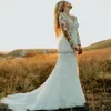 Rêve sirène dentelle robe de mariée 2023 Sexy col en V à manches longues rustique pays robes de mariée dos nu élégant civil Boho mariée robe mariee Femme robe de noiva