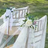 Decorative Flowers Wedding Aisle Decorations Silk Roses 6pcs Accessories Ceremony Chair Back Floral