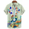 Mäns avslappnade skjortor Summer Men skjortor Hawaiian skjortor för män Kläder Fashion Music Guitar Printed Tops tee casual överdimensionerade blusar Beach Camisa 230511