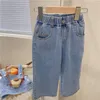 Roupas conjuntos de vestidos de bolso para meninas de verão, colete de jeans larga calça de perna larga moda de forma infantil de roupa de roupa de roupas de roupa 230511