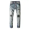 Jeans de designer Jean Amirres Denim Hommes Pantalons Nouvelle Moto Slim Droite Genou Cassé Élastique 4VCK