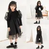 Girl -jurken peuter meisjes meisjes lange mouw jurk solide casual cool mesh tule prinses winter herfst