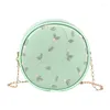 Evening Bags Sweet Lace Round Handbags High Quality PU Leather Women Crossbody For 2023 Small Fresh Flower Chain Shoulder