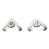 Stud Earrings Pair-925 Sterling Silver V Shape Studs Gift For MenHammered Geometric Triangular Minimalist Fine Jewelry