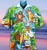 القمصان غير الرسمية للرجال صيف هاواي للرجال كرتون ثلاثي الأبعاد فلامنغو شاطئ كبير الحجم مضحك الأزياء قصيرة الأكمام 230511