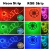 AC110V RGB Светодиодные лампы, гибкие светодиодные светодиоды RGB Неоновая веревка IP65 Водонепроницаемый неоновый гибкий силиконовый силикон 16, изменяющийся с удаленным для вечеринки DIY OEMLED