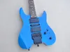 Rosewood Kıvreli Mavi Başsız Elektro Gitar 24 FRETS İstek olarak özelleştirilebilir