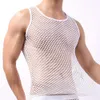 Men's Tank Tops Men Vest Undershirt Gay clothing Nylon Mesh Shirt See Through Sheer Long Sleeves T s Sexy Transparent Underwear 230510