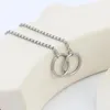 Kains waterdichte roestvrijstalen ketting eenvoudige dubbele ring hanger choker verjaardagscadeau voor damesmeisjes vriendin mode sieraden