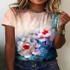 T-shirts pour femmes été coloré fleur thème mode femmes vêtements impression 3D col rond femmes T-Shirt