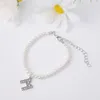 Charm Bracelets Elegant Imitation Pearl Rhinestone Mosaic 26 Letters Bracelet For Women Initial Alphabet Pendant Birthday Jewelry