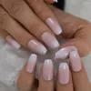 False Nails Ombre Pink Coffin French Fake Ballerina Gradient Press On Faux Ongles Tips Daily Office Finger Wear