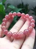 Strand 5A Bracelet de perles extensibles en cristal de quartz fraise russe naturel 10mm