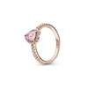 Ringos de cluster 2023 Coleção de outono 925 Sterling Silver Pink Green Elevated Heart for Women Rose Anilos Girl Jewelry Gift