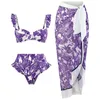 Traje de baño para mujer Bikini de cintura alta para mujer Conjunto con aros Vestido de playa Traje de baño de diseñador de lujo Ropa de surf sin espalda