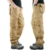 Herenbroek Casual Big Pockets Cargo Men Katoen Joggers Losse flodderige hiphopbroeken Zwart Khaki Army Green Bottoms Plus Maat 44