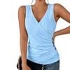 Kvinnors tankar Kvinnor Summer Vest Deep V-Hals Solid Color Sleeveless Hollow Out Sports Mid Length Gym Jogging Lady Tank TOP Kvinnliga kläder