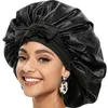 Hijabs grote satijnen motorkap Silk Night Sleeping Cap Lange satijnen motorkap met hoofdband Bonnet rand wrap voor vrouwen krullend vlechthaar 230511