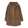 Trench da donna Giacca con cappuccio in velluto a coste Donna Mid-Long Primavera 2023 Autrumn Coreano Madre di mezza età Giacca a vento Sciolto Cappotto selvaggio 492