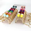 Pièces de sac Accessoires 10PCS Super Lovely 5CM Light Golden Metal Purse frame Colorful Bead Head with KeyChain frames Kiss Fermoir DIY Sac Accessoire 230509