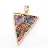 Pendant Necklaces Xinshangmie Natural Color Mixing Small Stone Dyed Triangular Shape Golden Plated Geode Women Fashion Jewelry