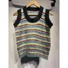 Damestanks Noordse GA2023 Leer- en zomerproduct Kleurblokkering Stripe U-Neck Mohair Blended Breened Vest Women 31227