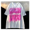 Kvinnor tshirt harajuku bomullsmaterial retro gata hiphop tiedye graffiti tshirt män kvinnor cool kors kedja mode topp sommaren överdimensionerad 230510