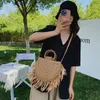 Torby wieczorowe Summer Tassel Straw Straw torebka drewniana podróż świąteczna plaża tkana ręcznie robiona rączka rattan crossbody Bolsa 230510